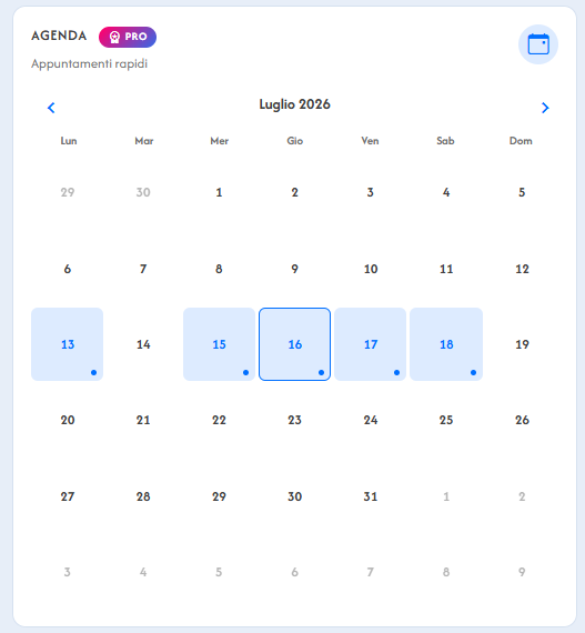 Agenda Dietology con appuntamenti del mese